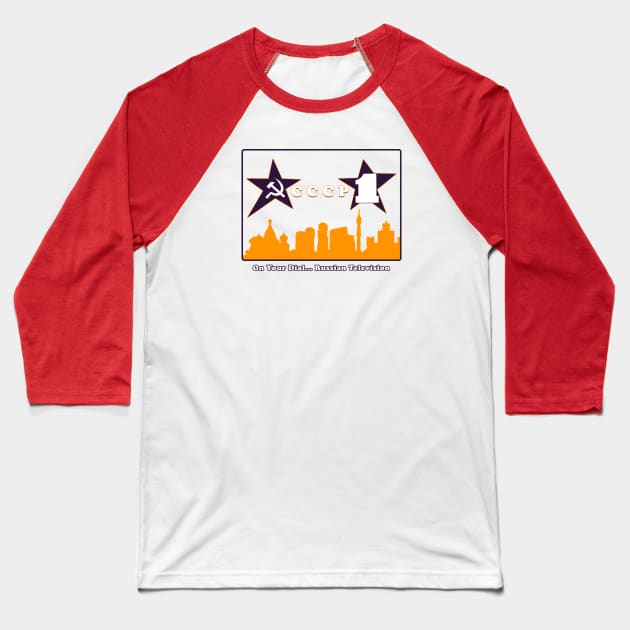 CCCP1 Russian Television (Clear) Baseball T-Shirt by TeeShawn